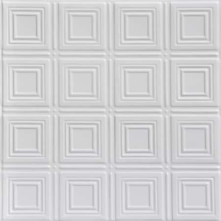 From Plain To Beautiful In Hours Mini Town Squares 2 ft. x 2 ft. Lay-in Ceiling Tile in White (48 sq. ft./case), 12PK SKPC204-wh-24x24-D-12